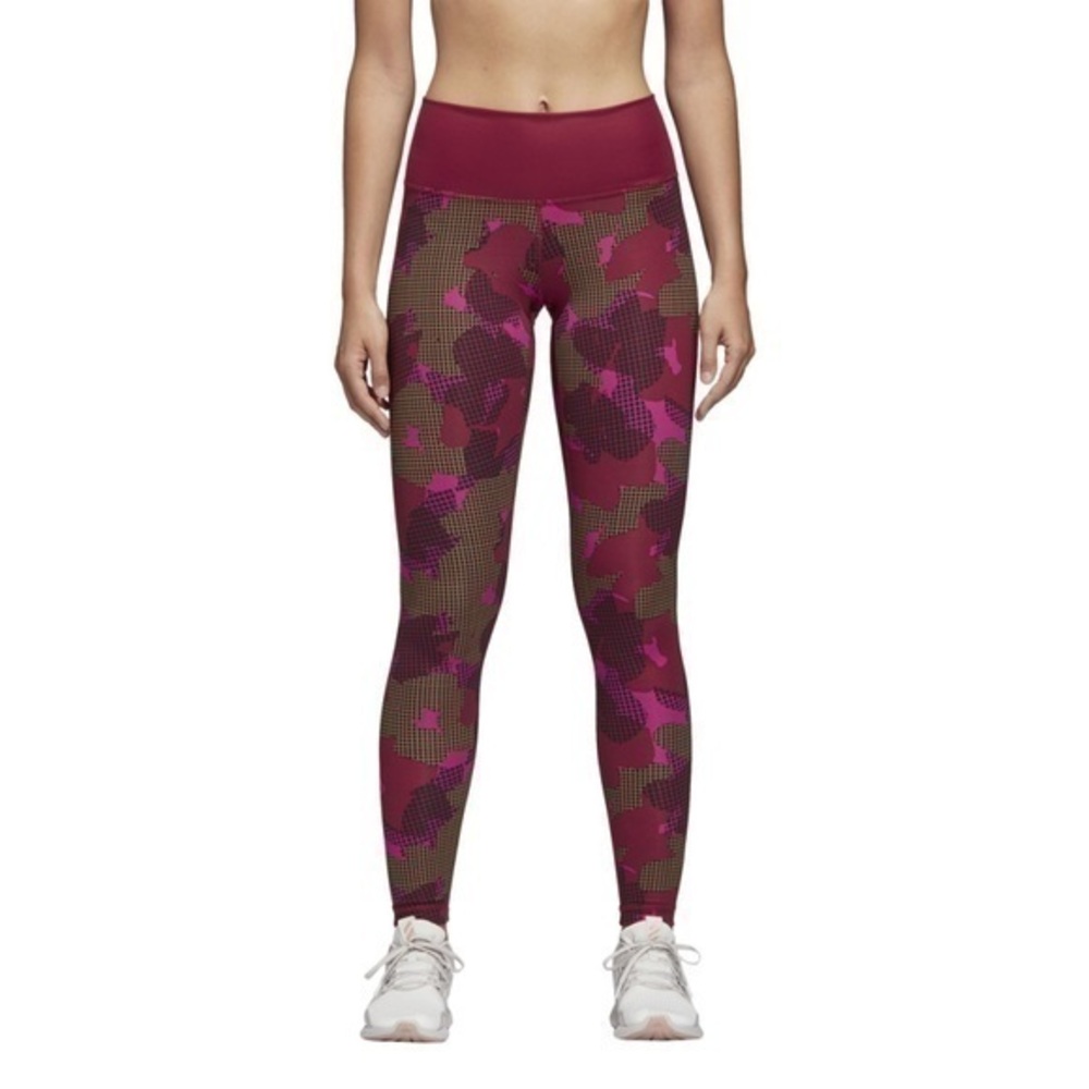 NWT Adidas Believe This Tight Noble Maroon Camo Grid Print Women’s size Small